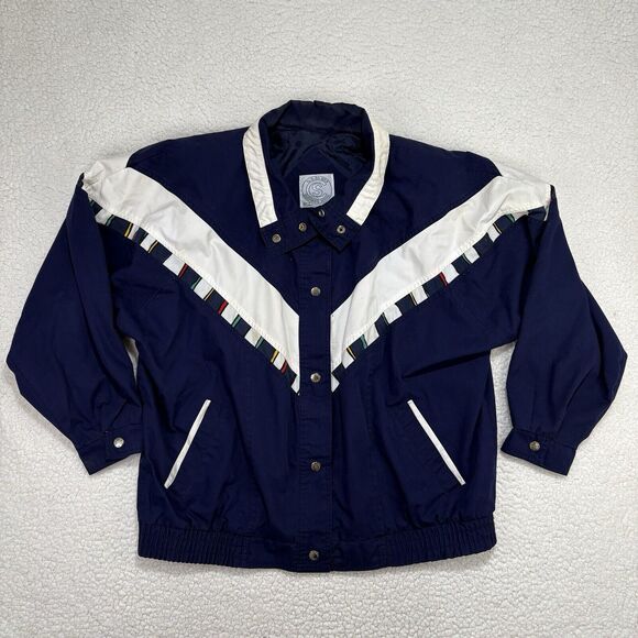 Vintage Jackets & Blazers - Vintage 80s Be In The‎ Current Seen Colorblock Windbreaker Track Jacket Womens L
